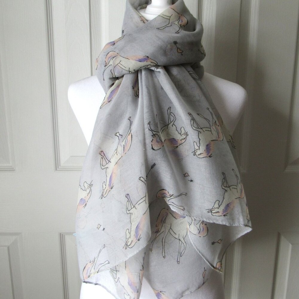UNICORN HORSE Paddington SCARF WRAP Oblong Viscose Cool Coquette Girlhood Core